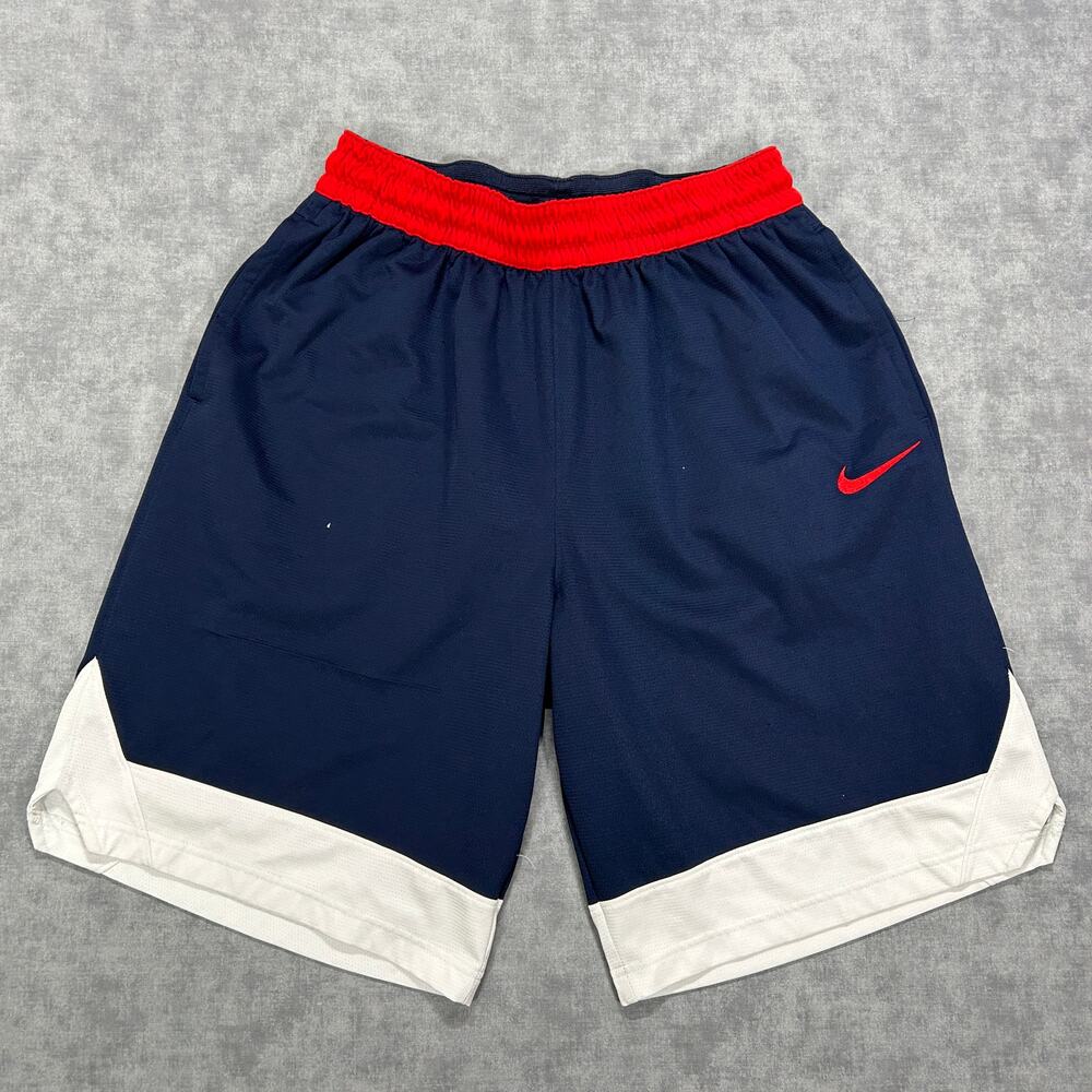 Nike Dri-FIT Icon Basketball Shorts Mens Large Navy Red White Baggy AJ3914-419